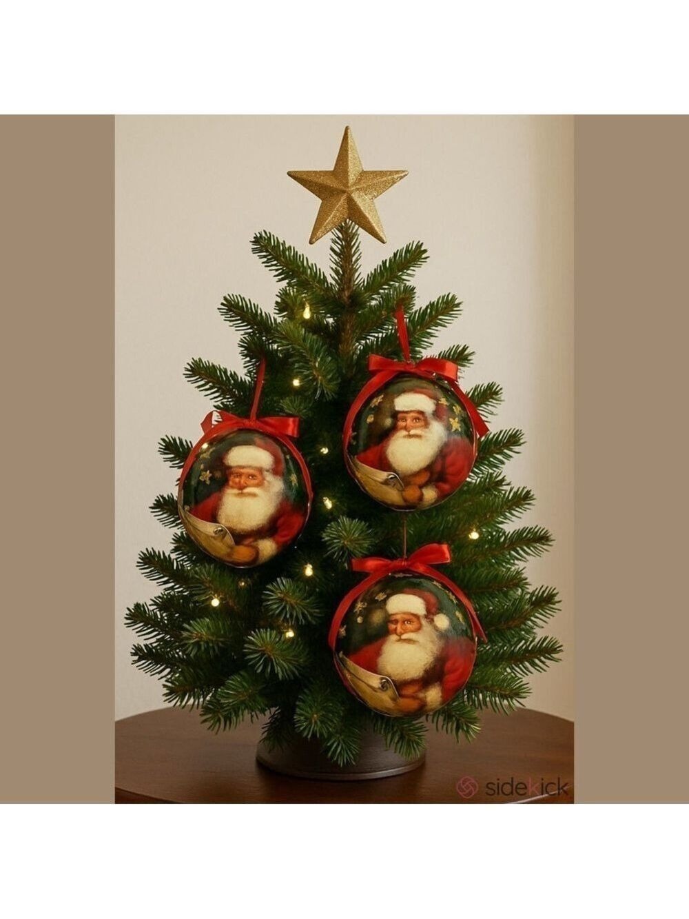 Christmas Holiday Set of 3 large Santa tree
Ornaments. New